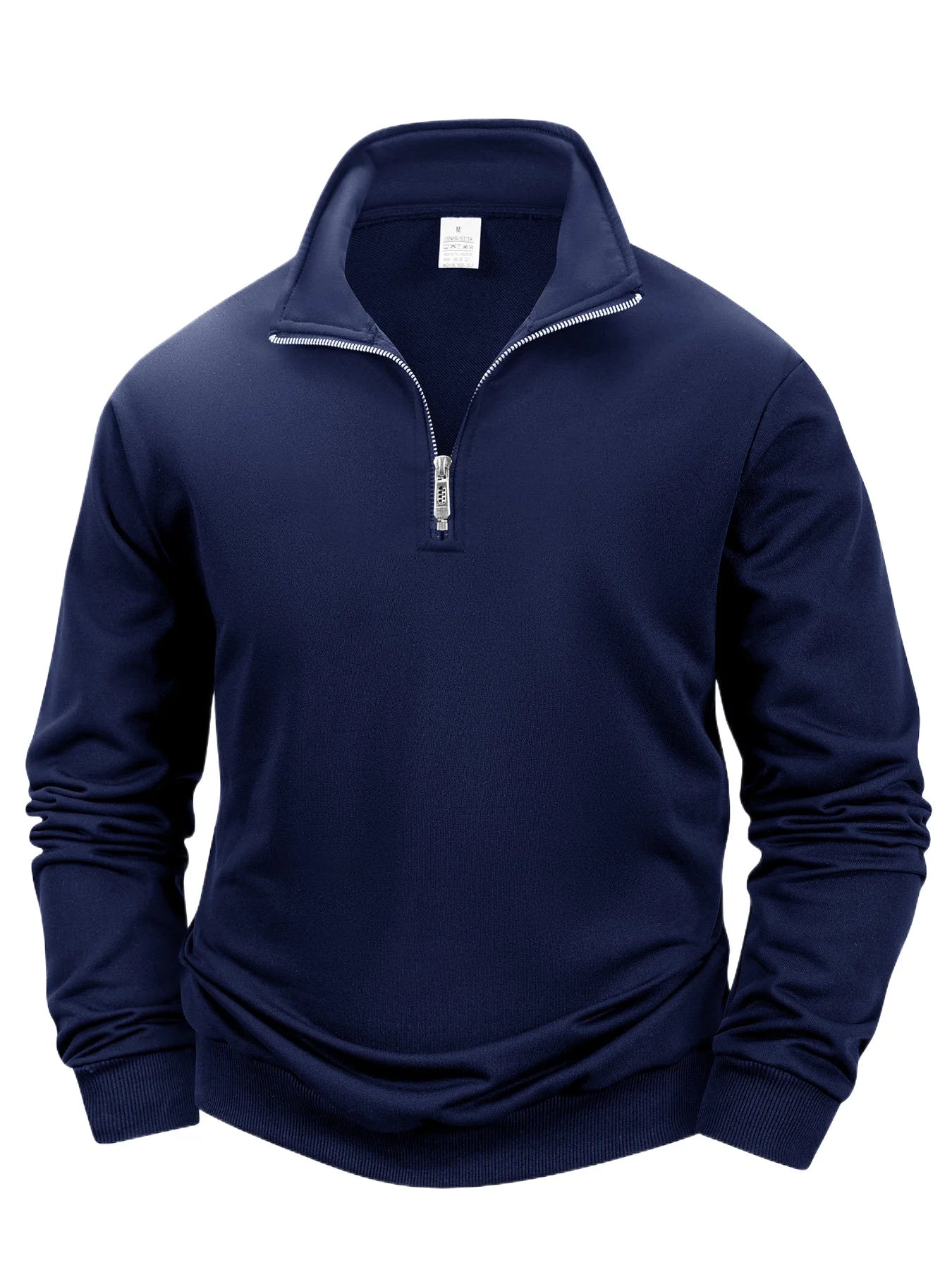 Otoño hombres cremallera pulóver de manga larga suéter hombres cálido delgado Casual cuello alto cuello simulado pulóver sudaderas Tops