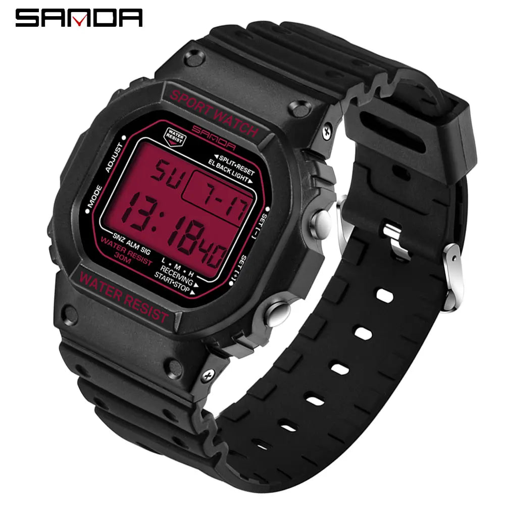 Reloj Digital Deportivo SANDA 329 para Hombre, LED, Resistente al Agua