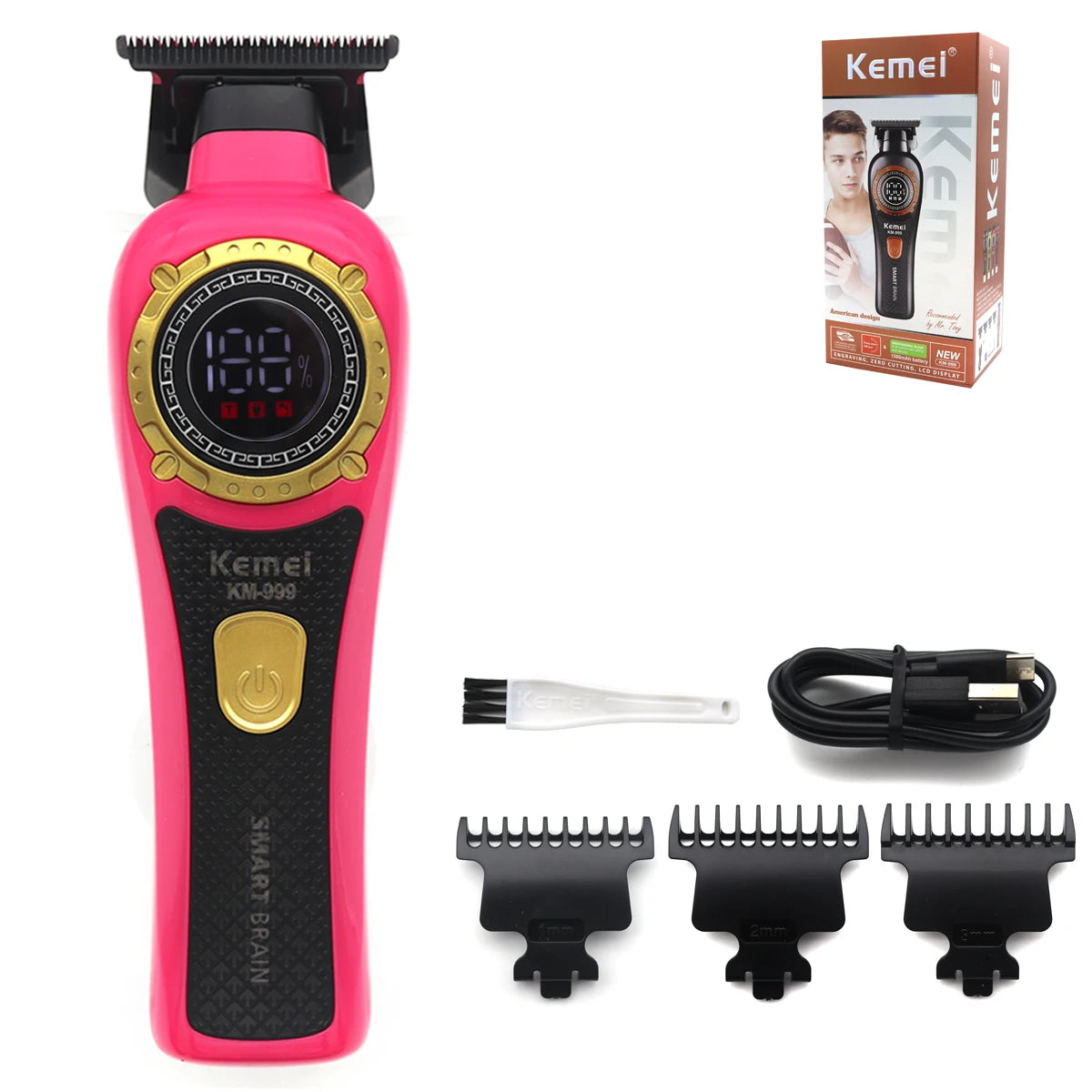 Máquina de Cortar Cabello Eléctrica KM999 con Pantalla Digital, Cortadora Inalámbrica