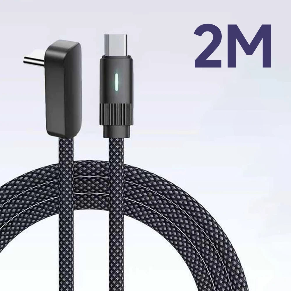 Cable USB-C 100W PD Ángulo Recto 90° para iPhone y Huawei