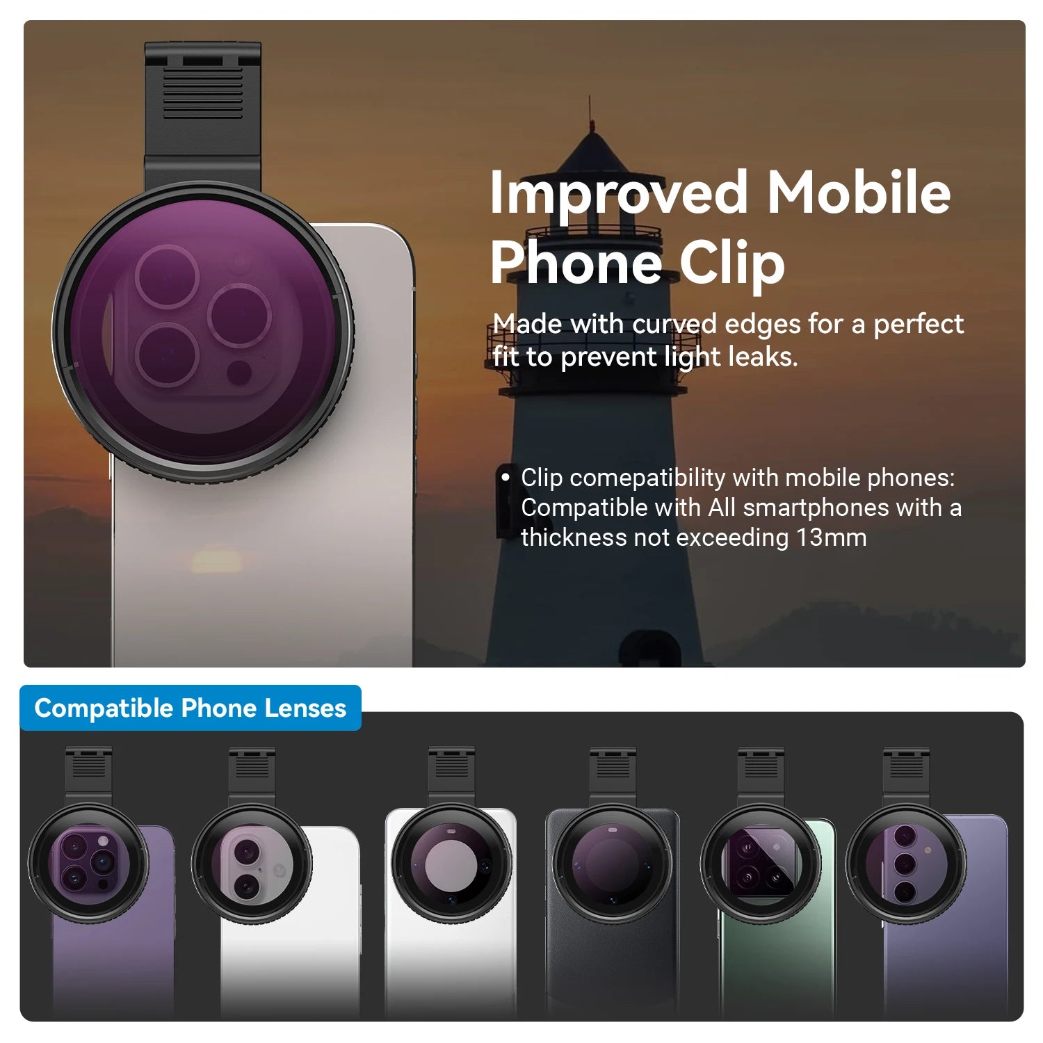 Filtros CPL y ND 32/400 con Clip Universal APEXEL para Móvil y DSLR