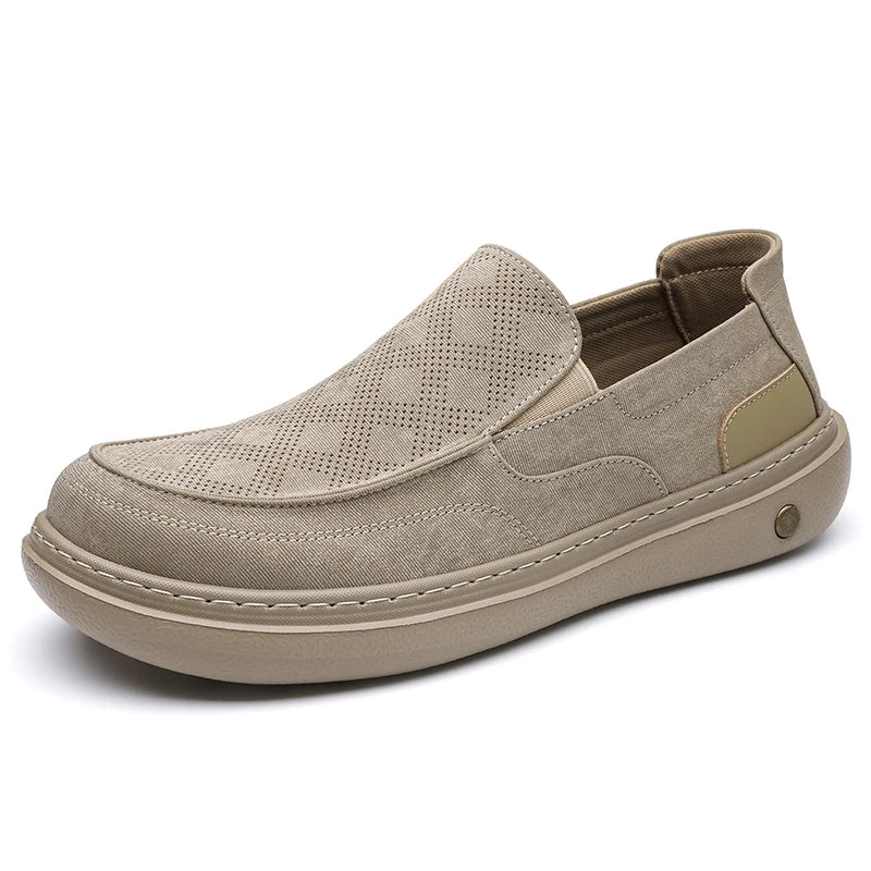 Mocasines de cuero suave para hombre sin cordones, antideslizantes