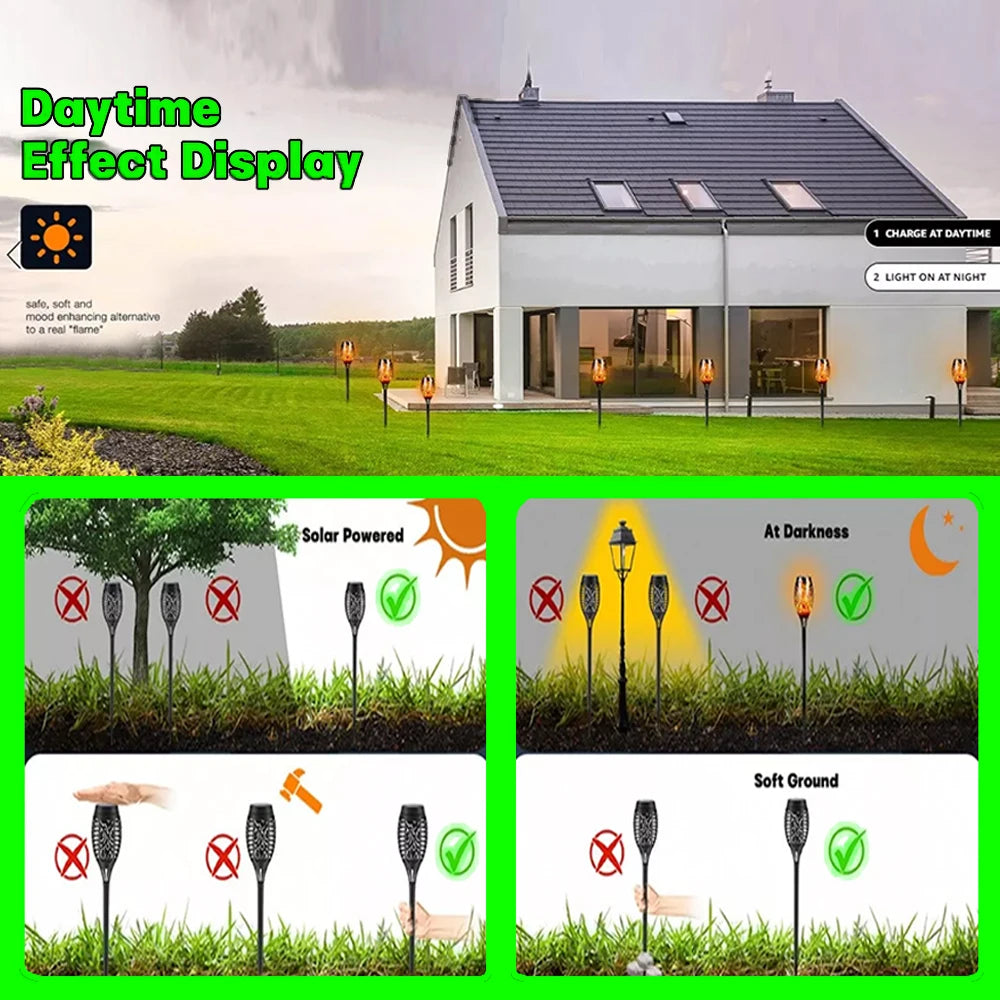 Antorcha Solar de Llama LED para Jardín Impermeable Decoración Exterior