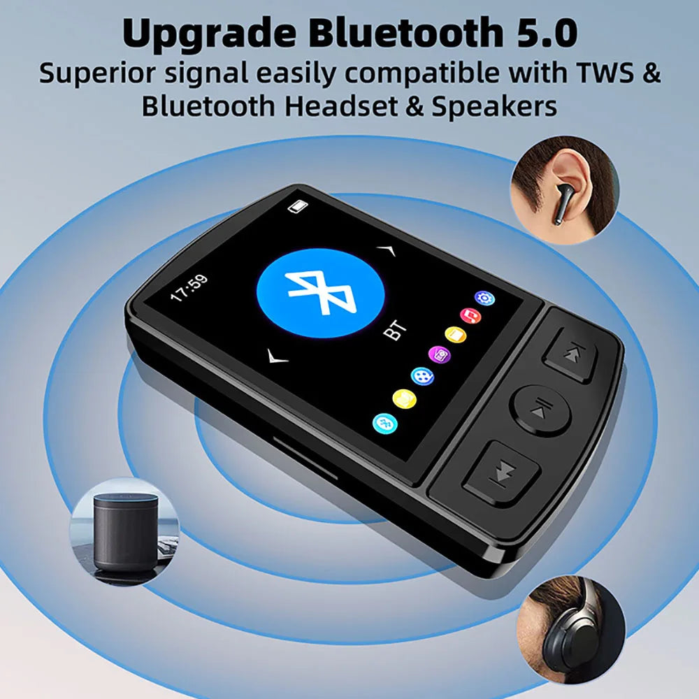 Walkman Deportivo MP3 Bluetooth 5.0 con Radio FM y Pantalla 1.8"
