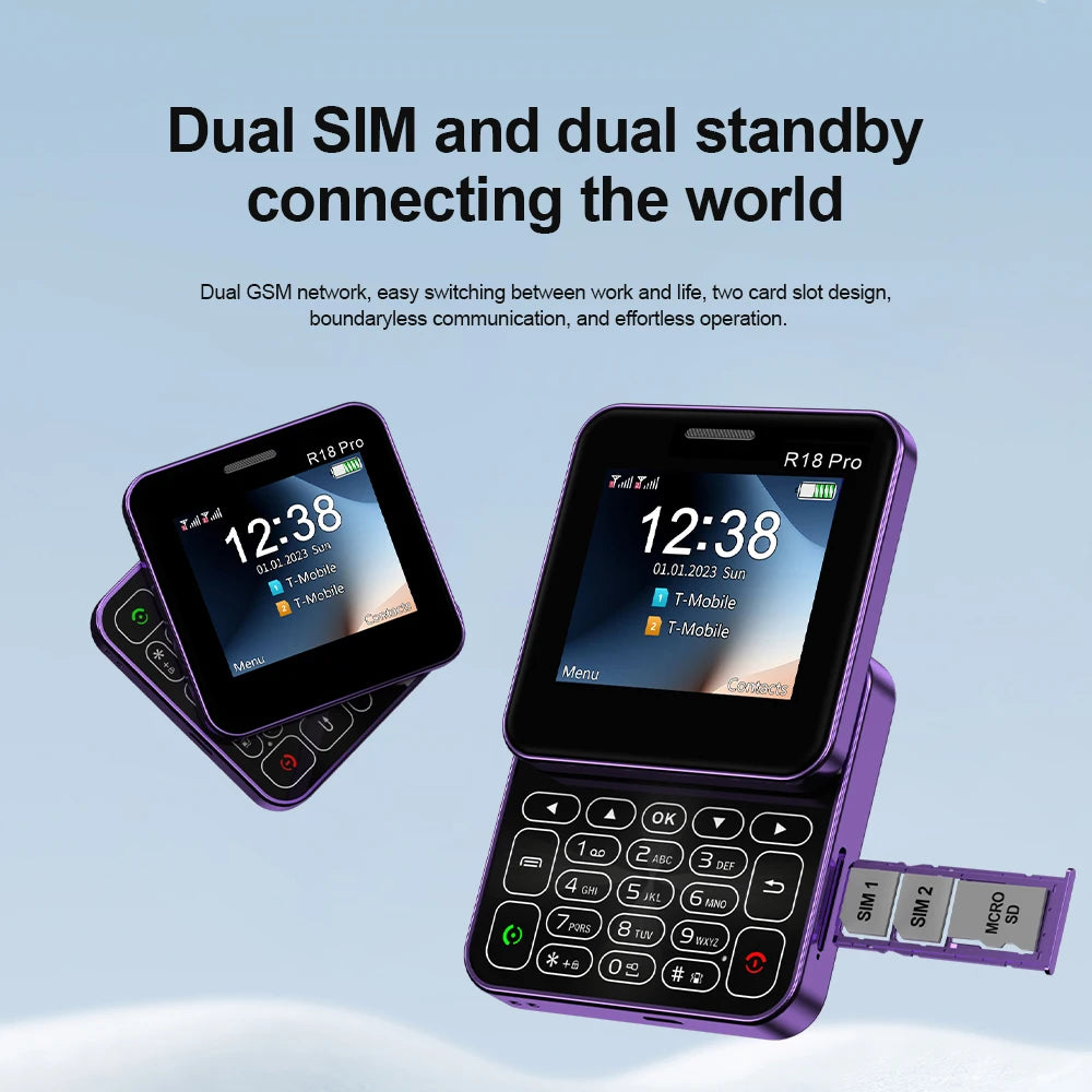 SERVO R18 Pro — Teléfono Básico Giratorio Doble SIM, Radio FM y Linterna
