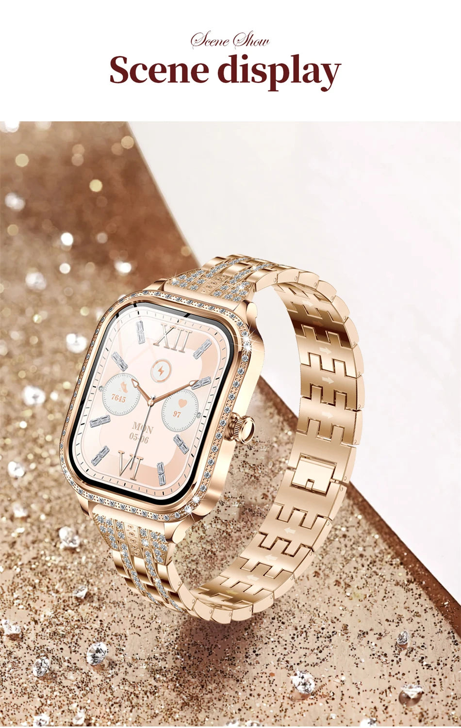 Smartwatch para mujer con pantalla HD 1.75'', llamadas Bluetooth y monitor de salud IP68
