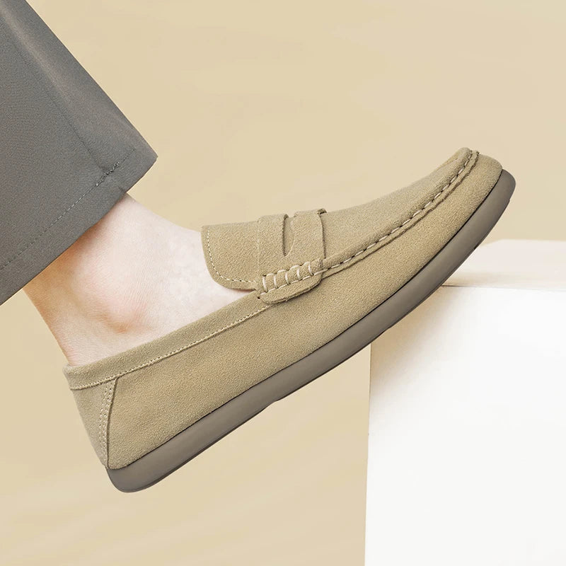 Mocasines de gamuza para hombre sin cordones, cómodos para uso diario
