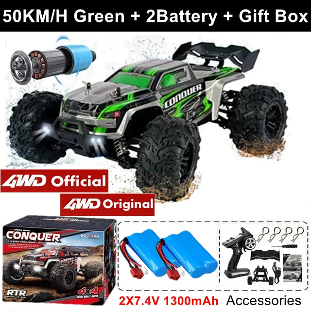 Coche Todoterreno RC 4WD sin Escobillas, Alta Velocidad 50-80 KM/H