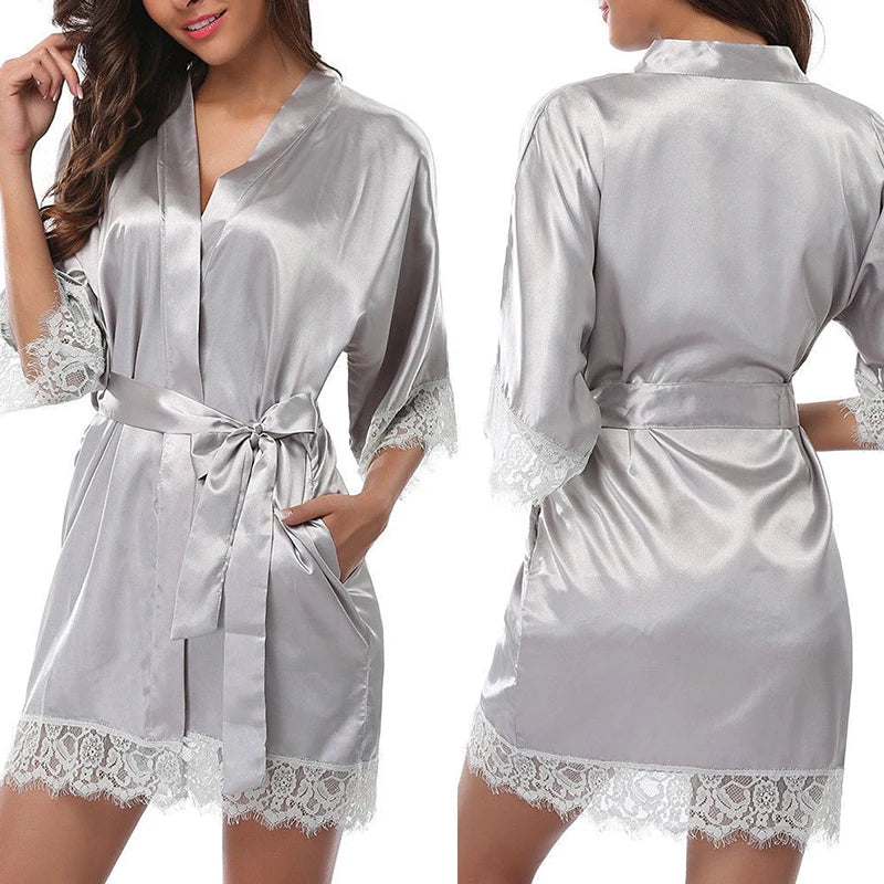 Bata Pijama de Seda Helada para Mujer | Talla Grande | Sexy
