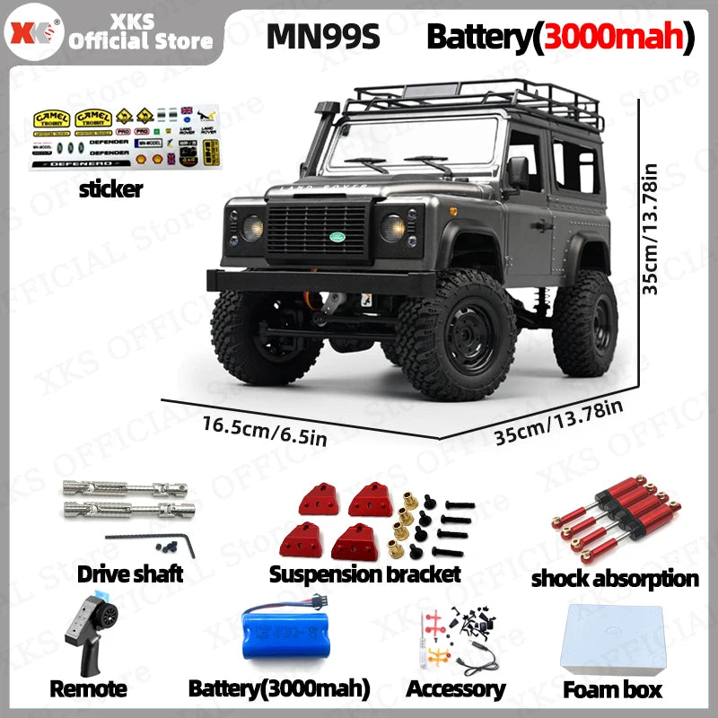 MN MN99S MN78 MN98 MN99 D90 1/12 RC coche 2,4G Control remoto 4X4 todoterreno luz LED 4WD escalada RC camión coche de juguete regalo para niño