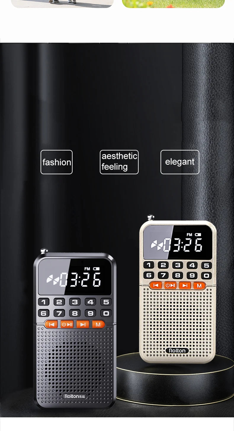 Mini Radio FM portátil Bluetooth 5.0 con tarjeta TF y linterna LED