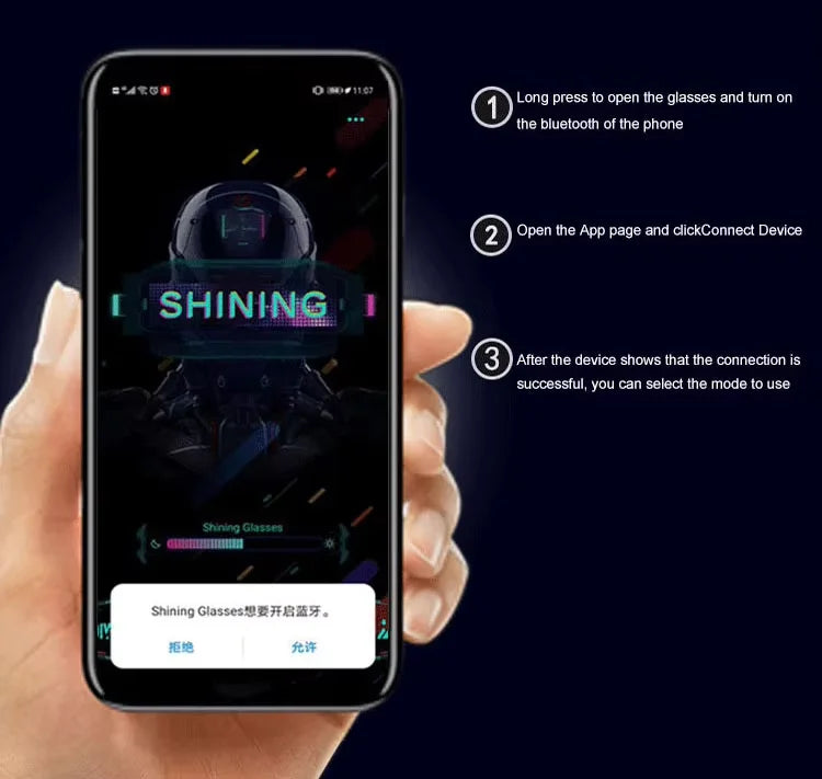 Gafas LED brillantes a todo Color, Control por aplicación Bluetooth, gafas luminosas dinámicas programables para fiestas de festivales Raves