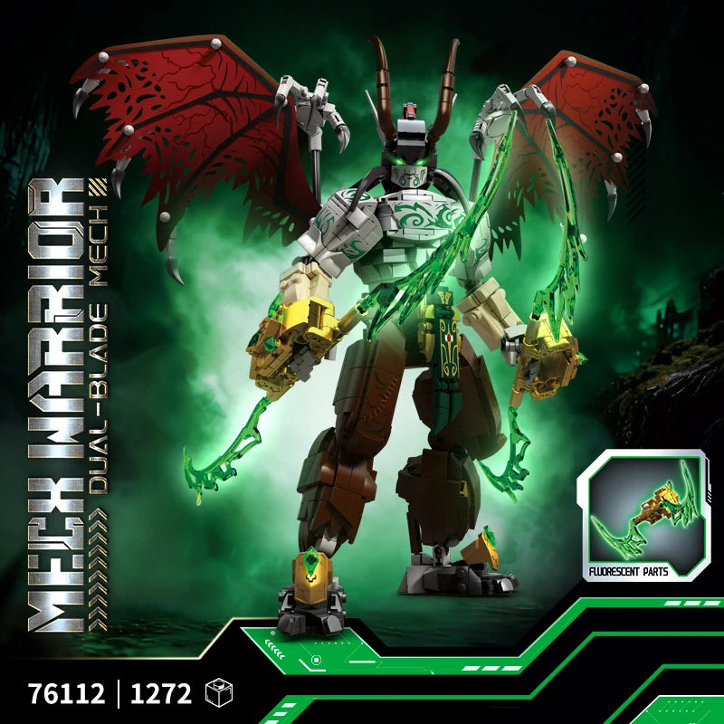Bloques de Construcción 76112, Robot Mech Warrior, Alas Rojas, Cuchilla Verde, Modelo Dim-Blade, Kit de Bloques de Construcción, Juguete para Adultos y Niños, Regalos