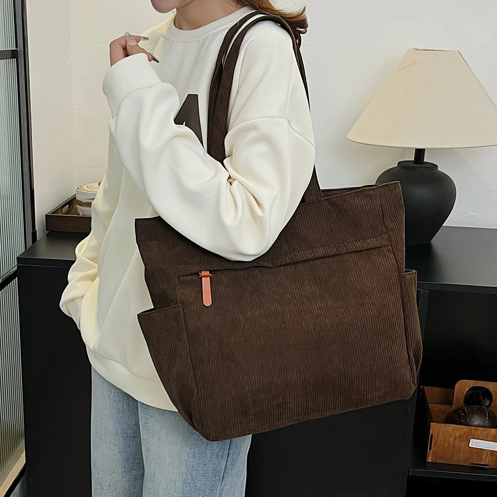 Bolso de Lona Polar de Gran Capacidad para Mujer