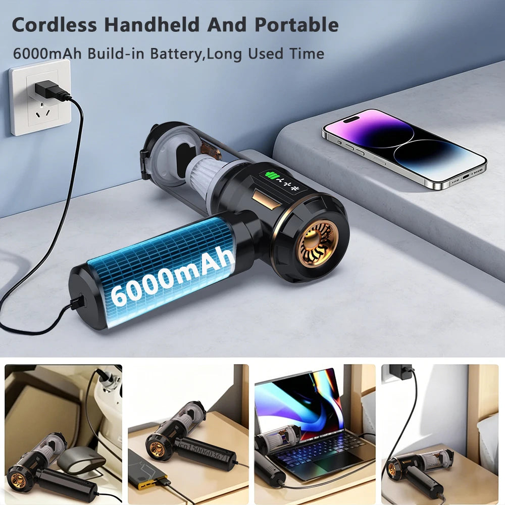 Aspiradora inalámbrica portátil 16000pa 6000mah con pantalla digital