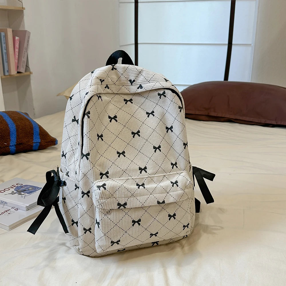 Mochila de Pana con Lazo para Estudiantes Universitarios