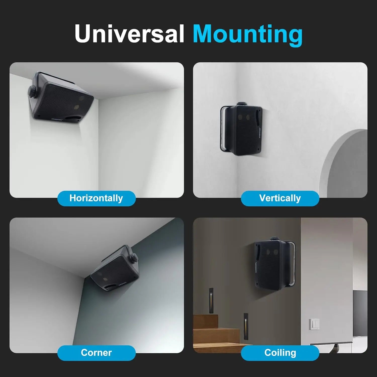 STUDIOFINIX Altavoces Pasivos de 3 Vías para Exteriores de 3.5 Pulgadas y 200W, Sonido Nítido, Cableados, Resistentes a la Intemperie, Montaje en Pared para Patio, Barco, 2 Piezas