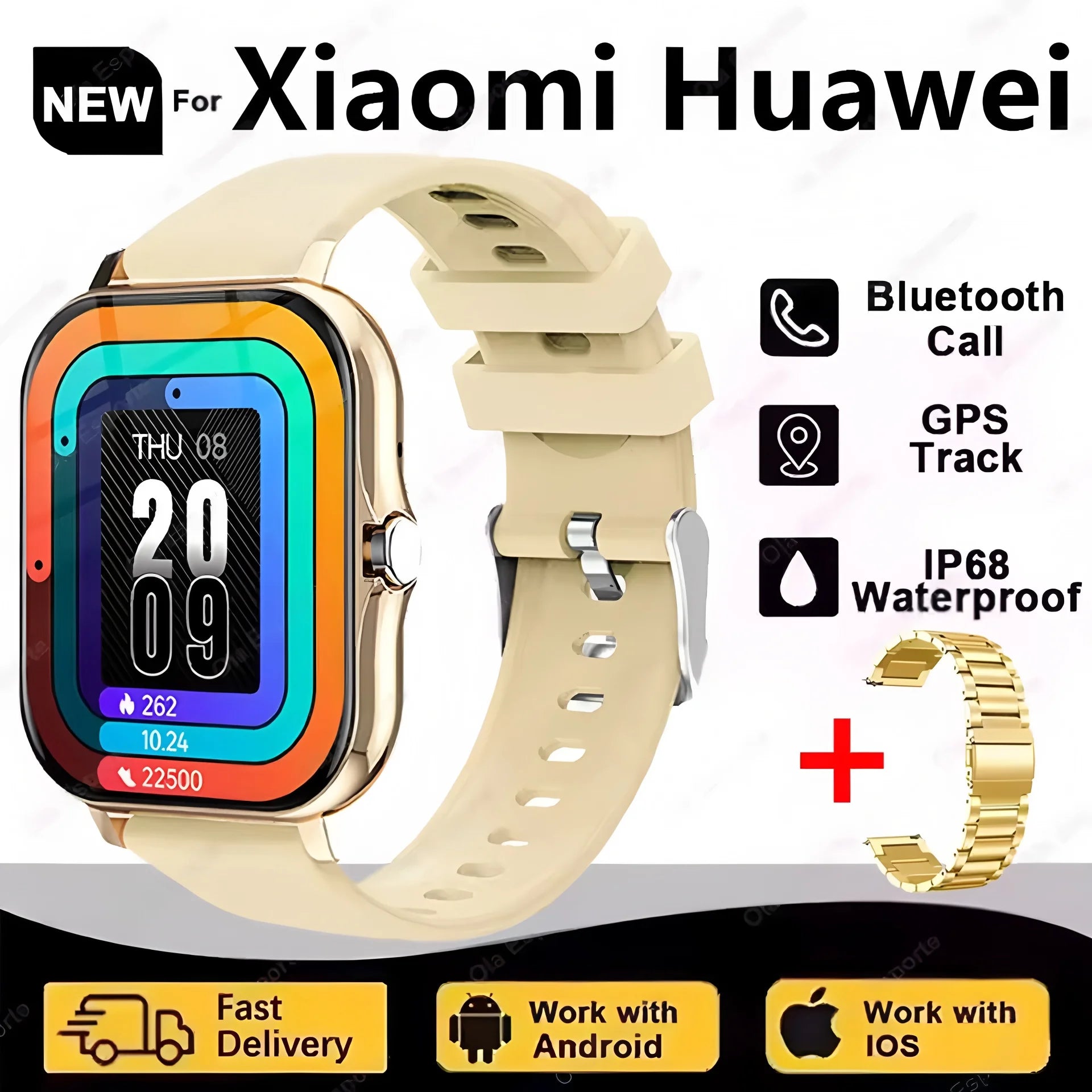 Smartwatch AMOLED 2,02 Pulgadas con NFC, GPS y Monitor de Salud