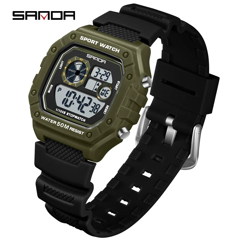 Reloj Digital SANDA 2202 para Hombre, LED Deportivo Impermeable 5 Bar