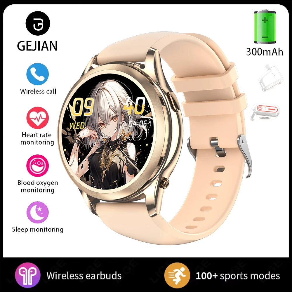 Nuevo Reloj Inteligente 2 en 1 con Auriculares Bluetooth TWS de 1.27 Pulgadas para Mujer, con Monitoreo de Salud, Llamadas BT, Resistente al Agua IP67, 2026