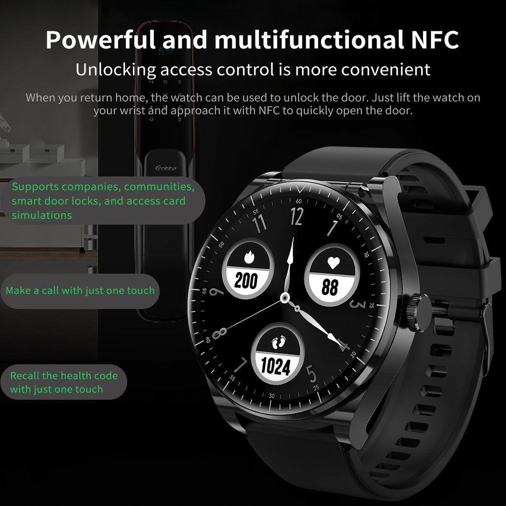 Reloj inteligente TWS con auriculares para hombre y mujer, función NFC, rastreador deportivo, Monitor de ritmo cardíaco, reducción de ruido, reloj inteligente