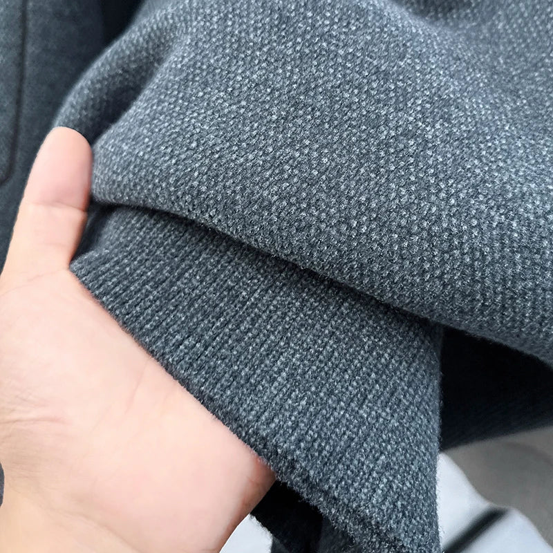 Suéter de Hombre Cuello Redondo Grueso de Invierno Color Sólido