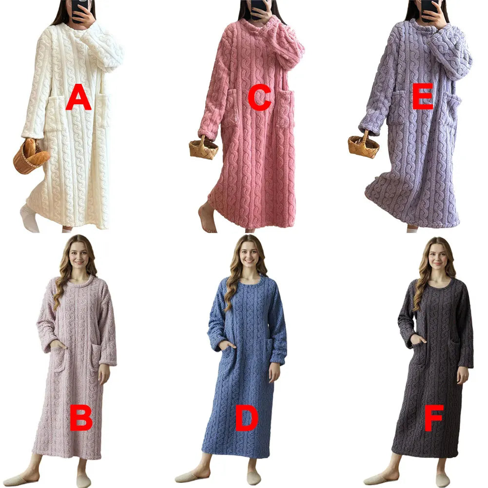 Camisón de terciopelo Coral para mujer, pijamas para mujer, ropa de dormir larga de otoño e invierno, conjuntos de batas cálidas, ropa para el hogar, albornoz, camisón