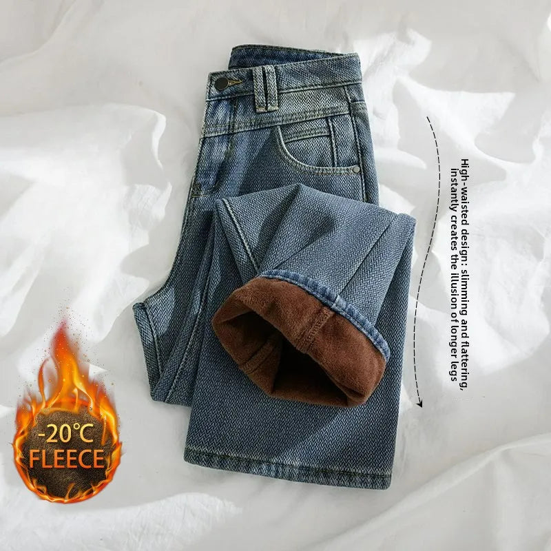 Pantalones Vaqueros de Lana de Pierna Ancha para Mujer