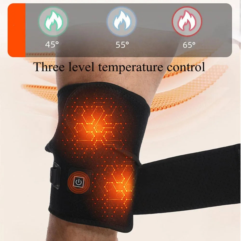 Rodillera eléctrica calentada, rodilleras ajustables para piernas frías, rodillera térmica cálida para invierno, masajeador para aliviar el dolor de artritis