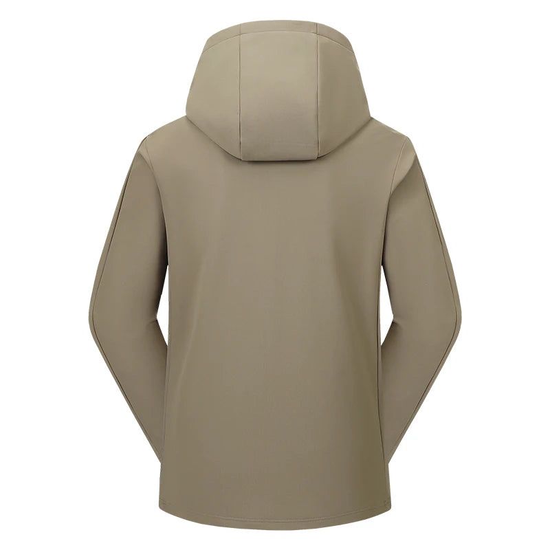 Chaqueta Softshell cálida y resistente al viento de otoño e invierno para hombre con capucha, abrigo con cremallera, duradero, cómodo y versátil, adecuada para desplazamientos diarios y actividades de senderismo al aire l
