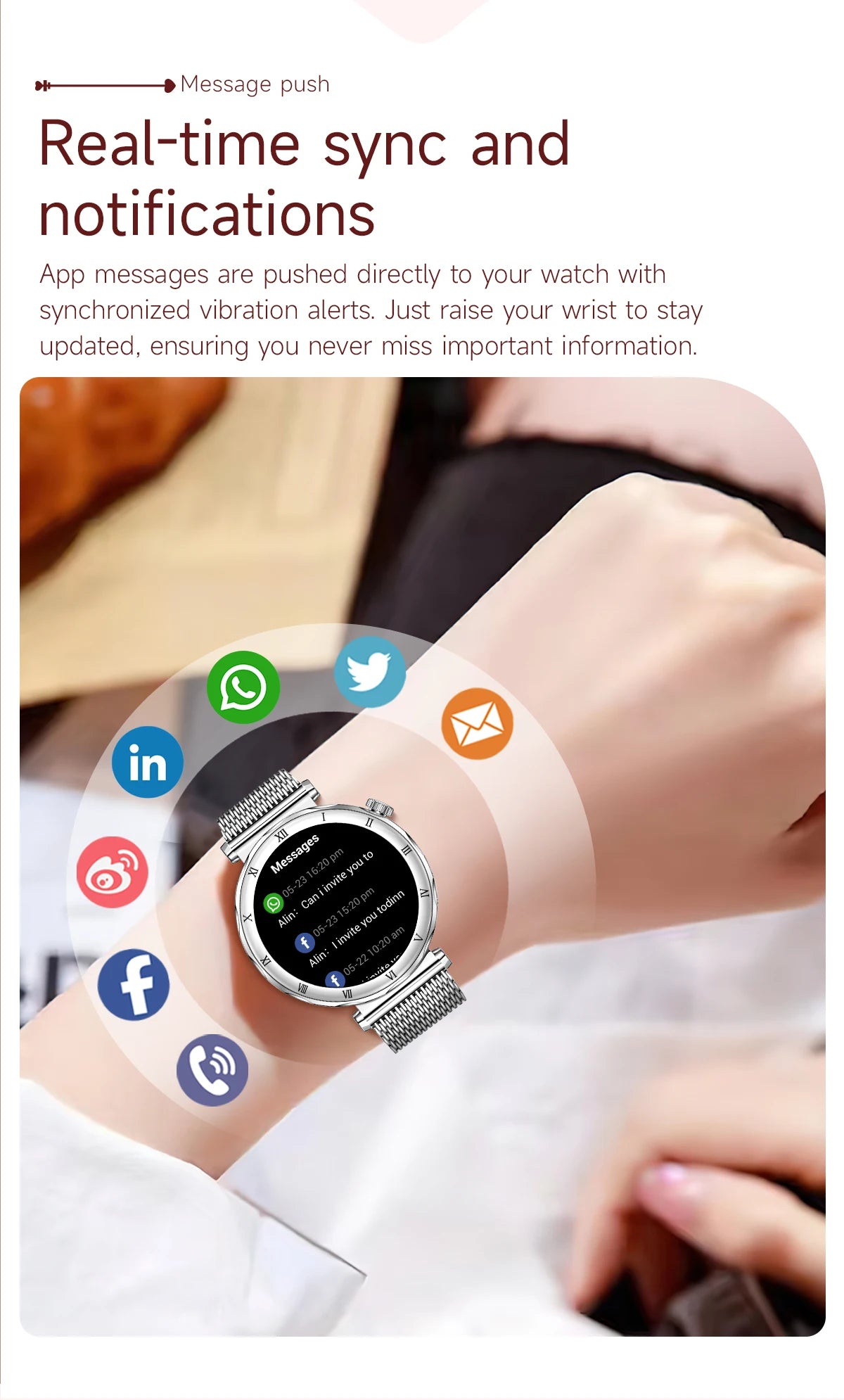 LIGE Reloj Inteligente Ultrafino 6.2mm Mujer