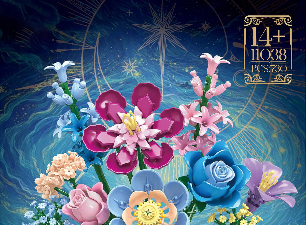 Bloques de Construcción de Ramo de Flores 11038, Modelo Creativo de Rosa y Jacinto para Armar, Decoración para el Hogar, Regalo de San Valentín para Mujeres Adultas, 730 Piezas