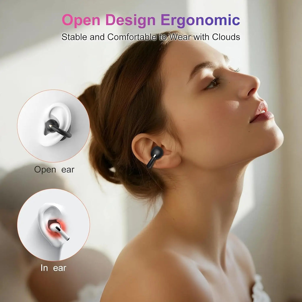 Ohayo A7 auriculares con Clip para la oreja auriculares inalámbricos Bluetooth 5,4 TWS auriculares abiertos con Clip impermeables con 4 micrófonos 40H de tiempo de reproducción