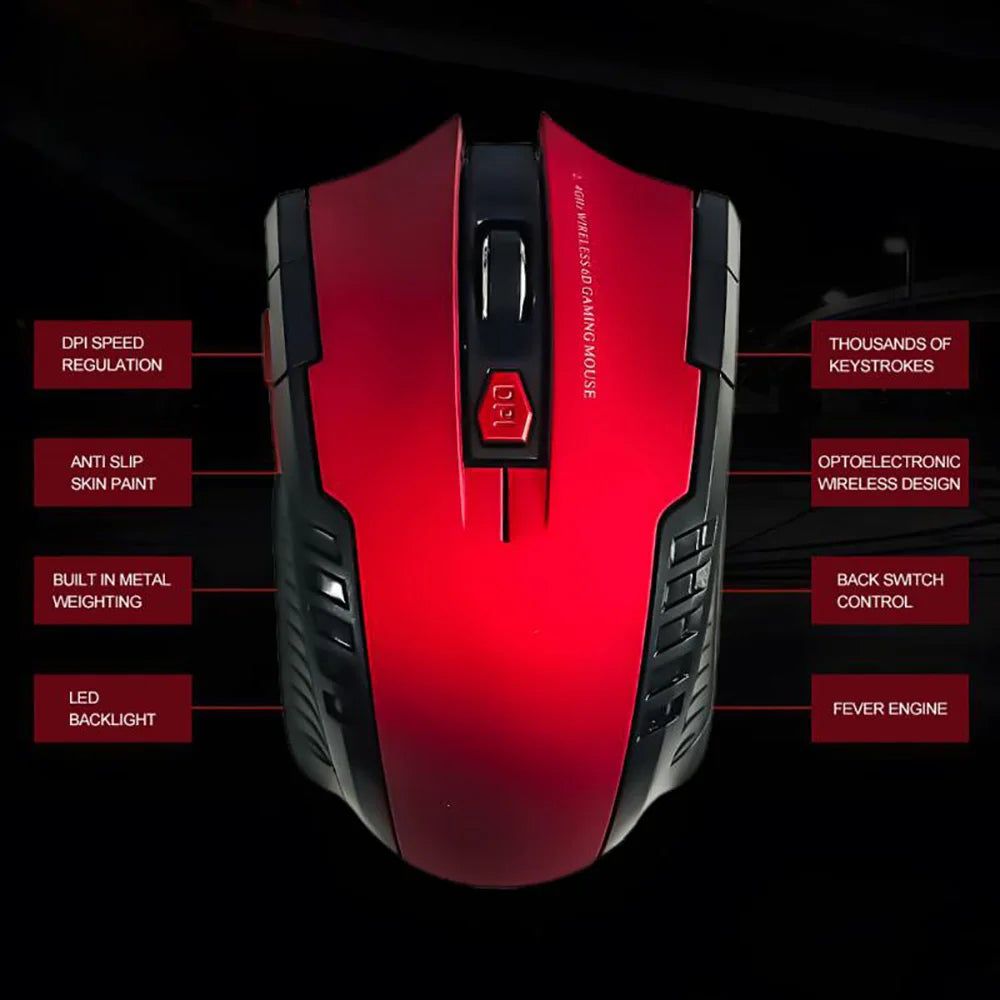 Ratón inalámbrico de 2,4G, receptor USB, 6 botones, ratones inalámbricos ópticos profesionales, ratones USB de desplazamiento derecho para ordenador portátil y PC