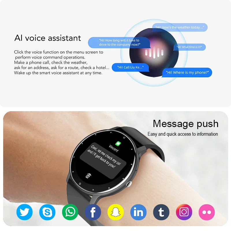 Reloj inteligente LIGE para hombres y mujeres con pantalla completamente táctil, llamadas por Bluetooth, reloj inteligente resistente al agua, relojes deportivos con seguimiento de actividad física para Android iOS