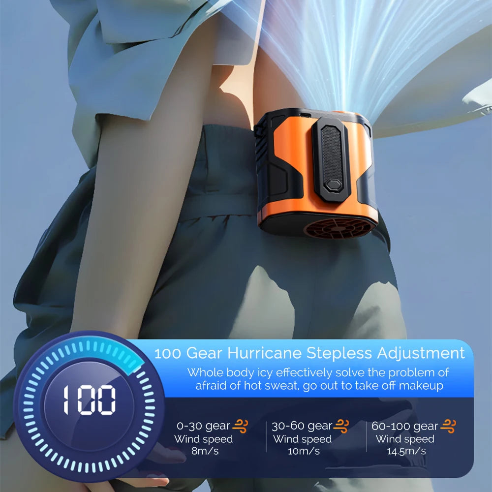 Ventilador portátil para colgar en la cintura, ventilador portátil con clip para la cintura para sitio de construcción al aire libre, luz nocturna para enfriar, Mini ventilador USB para colgar en el cuello