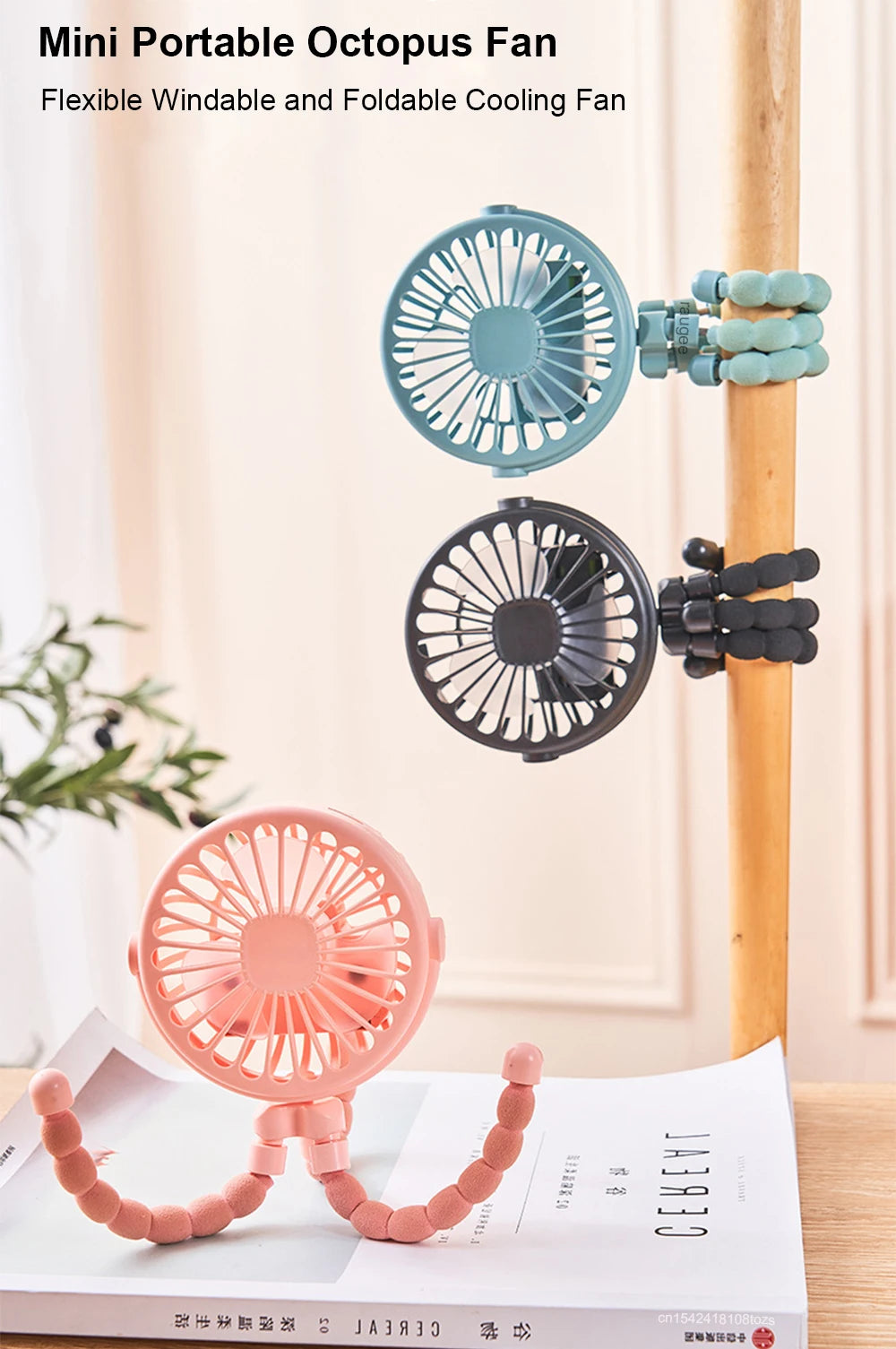 Mini Ventilador Octopus con Trípode Flexible 360°