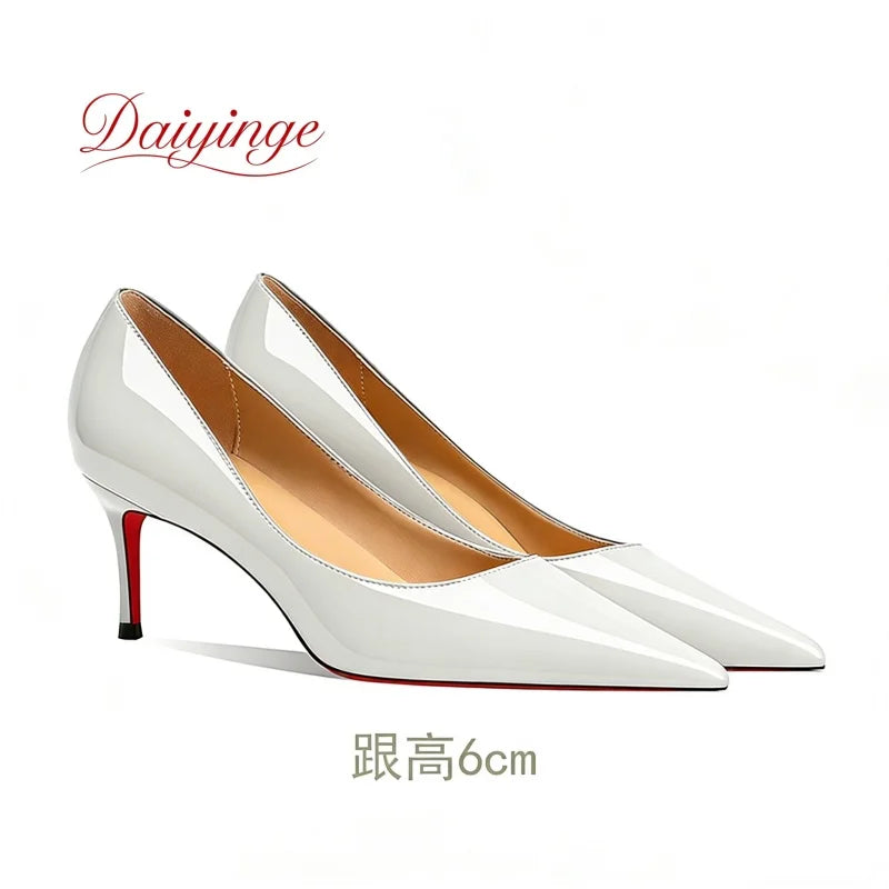 Zapatos de Tacon de Aguja con Suela Roja para Mujer, Punta Fina