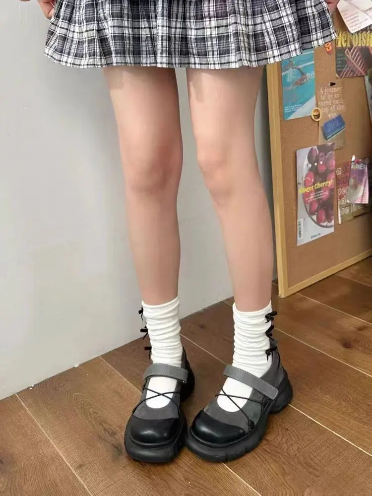 Mocasines Mary Jane con Plataforma para Mujer, Zapatos Casuales con Tacón Grueso y Correa Cruzada, Estilo Dulce y Moderno para Primavera, Citas Diarias y Fiestas
