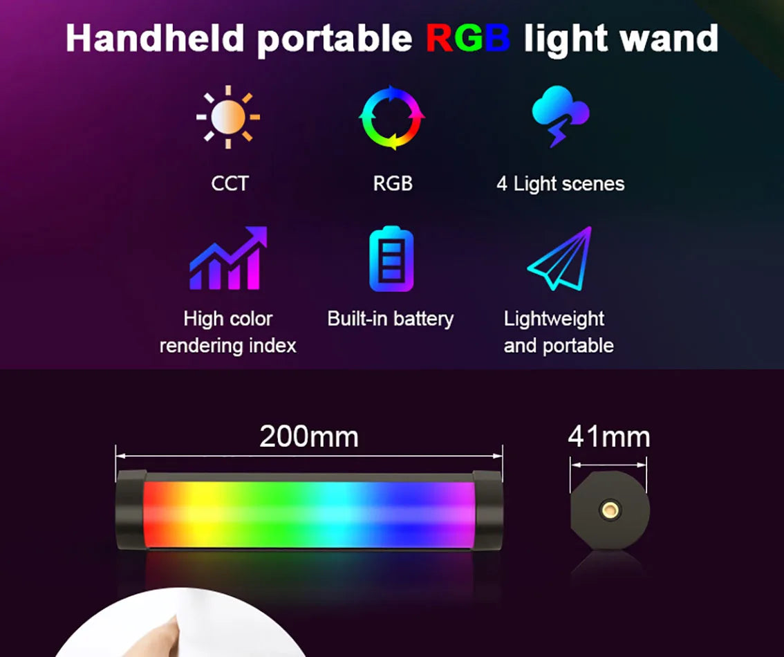 LUXCEO V8 portátil RGB luz de vídeo lámpara de jugador 2000mAh foto Video grabación Selfie iluminación luces de relleno para Vlog/YouTube