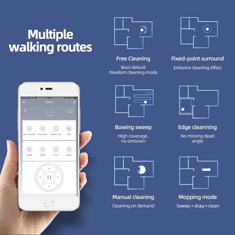 Aspiradora Inteligente Inalámbrica con Control por App, Barrido Húmedo y Seco