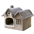Casa Plegable para Mascotas con Doble Techo y Alfombra Cálida