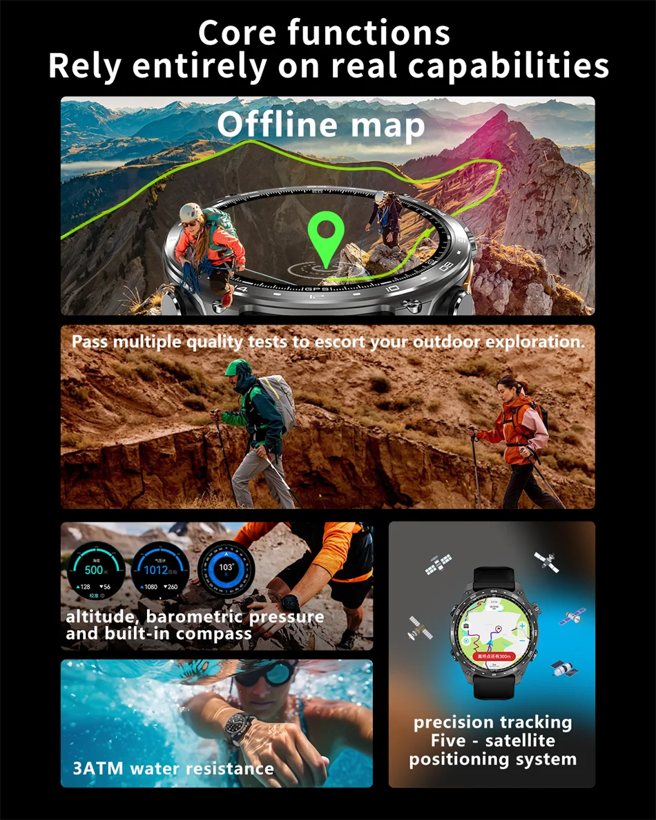 Reloj Inteligente HD300 Pro con GPS Offline, Memoria 4GB y Linterna