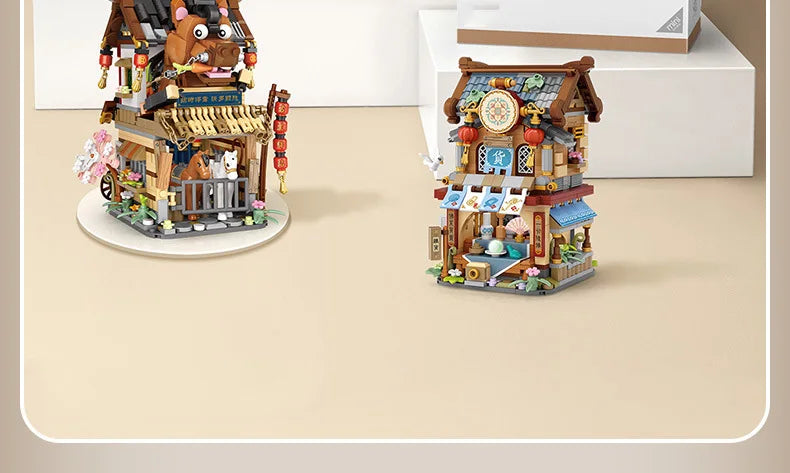 LOZ Estación de Carretera Antigua, Bloques de Construcción Plegables DIY, Modelo de Ensamblaje de Partículas Pequeñas, Adorno, Juguetes Antiestrés para Adultos, Regalos