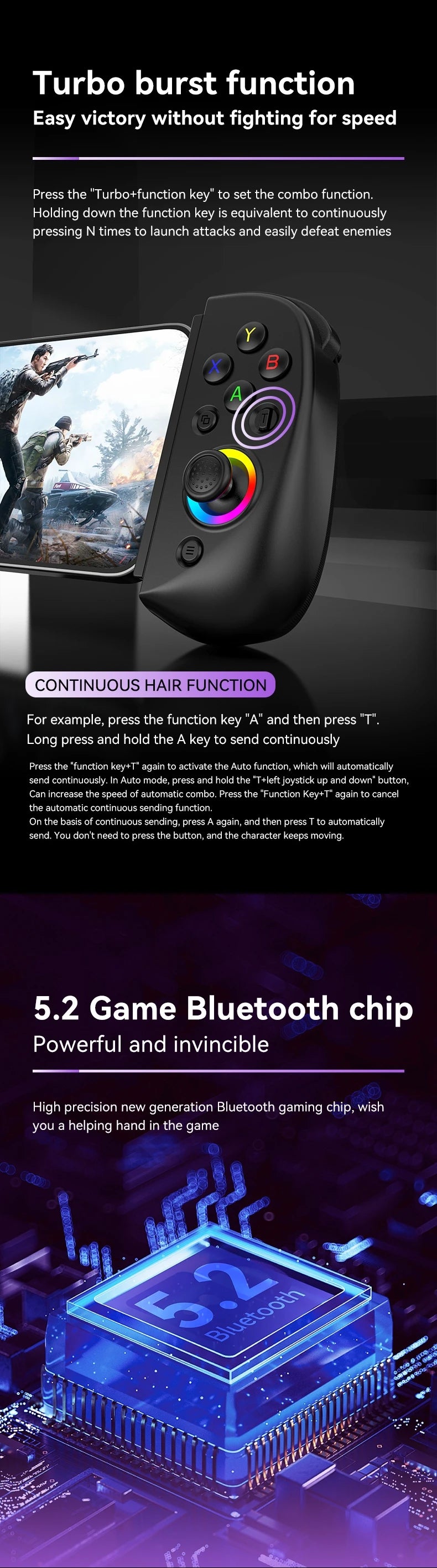 Control inalámbrico Bluetooth para PS4, PS3, Switch, iPhone, Android, PC móvil, teléfono móvil, tableta, Hall, Gamepad, controlador de juego, Pad de juego
