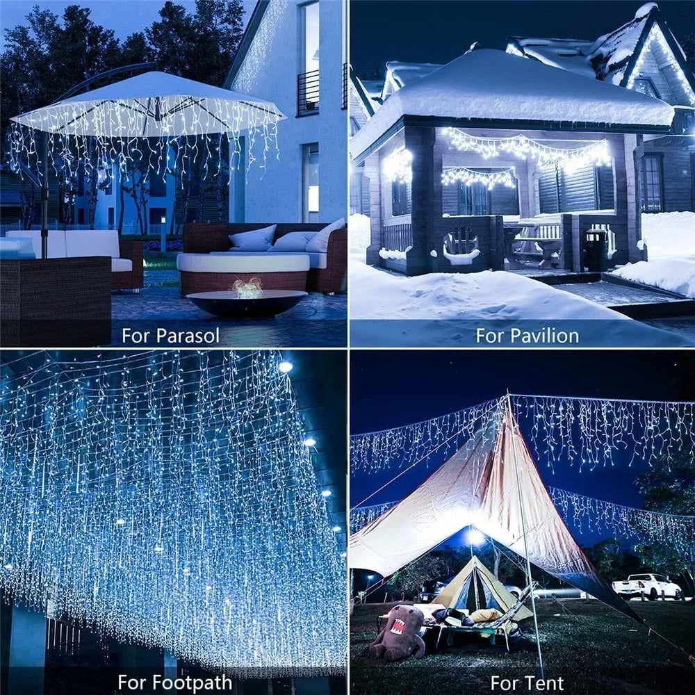 Guirnalda Solar LED en Forma de Carámbanos 3.5M para Jardín y Eventos