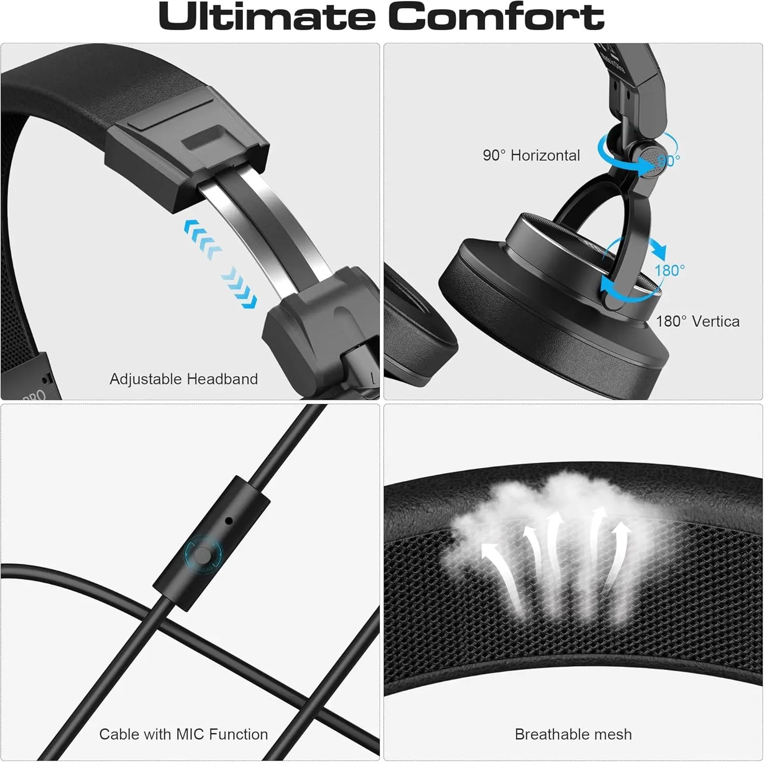 Auriculares de estudio DJ auriculares profesionales 40kHz estéreo de alta resolución 3,5mm/6,35mm conector de Audio grabación con cable auriculares Monitor de Audio