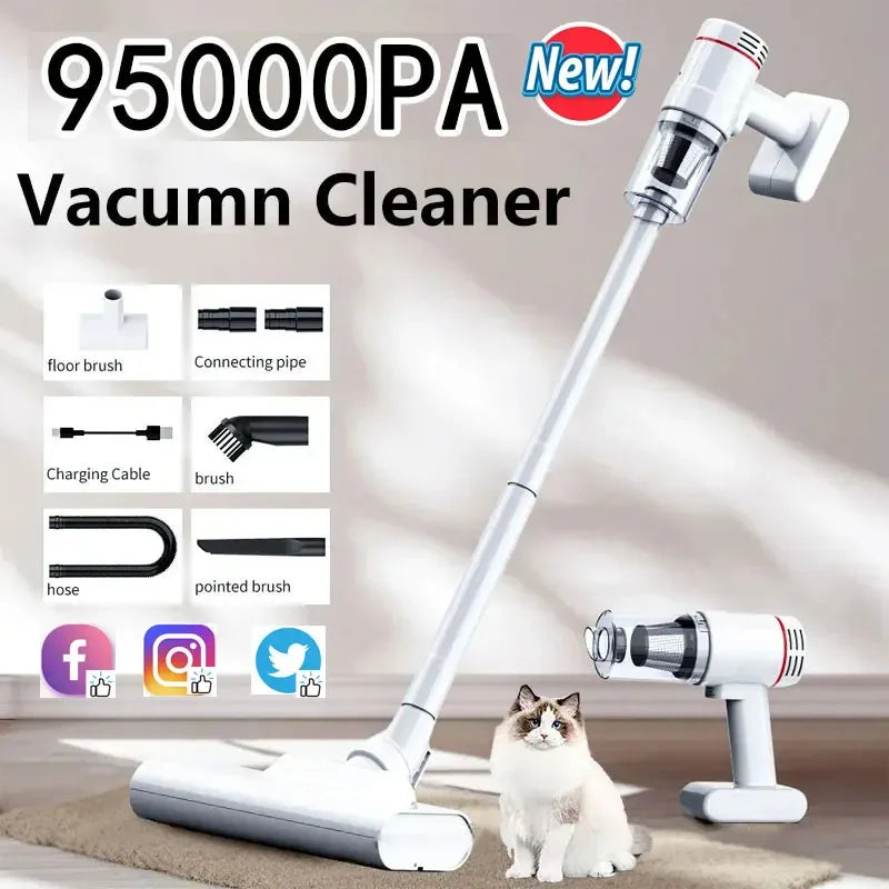 Aspiradora Inalámbrica de Mano, 95000Pa, Uso Doméstico y en Coche
