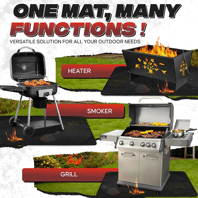 LMETJMA - Alfombrillas para parrilla, doble cara, ignífugas, protectoras para parrilla exterior, resistentes al aceite y al agua, para barbacoa, fogatas y chimeneas