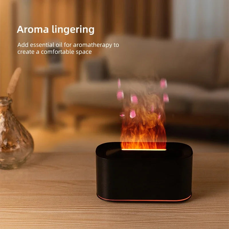 Máquina de aromaterapia con llama, atomización de luz colorida, luz de ambiente de escritorio delicada, adecuada para oficina, dormitorio, sala de estar